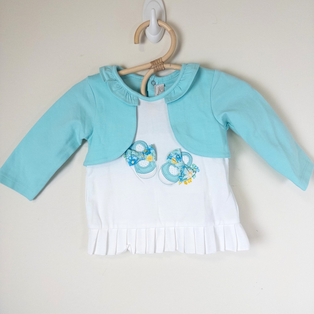 Mayoral Newborn Bolero Style Top Baby Girl 2-4 Months Tiffany Blue Shoe NWT